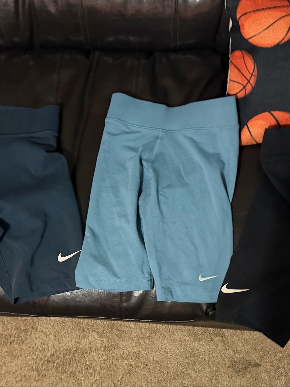 Nike Kids Light Blue Bike Shorts with Swoosh